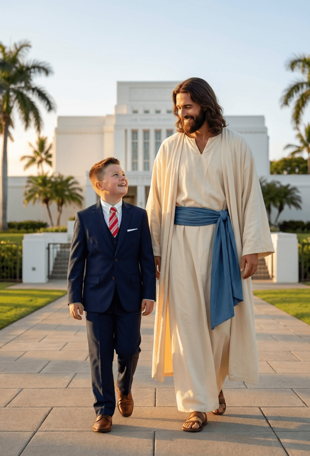 AI-generated image walking with Jesus